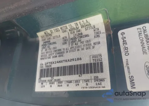 1996 Ford F150 z USA, uszkodzony, nr VIN 1FTEX14NXTKA29186